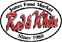 Jones Food Market Red And White logo