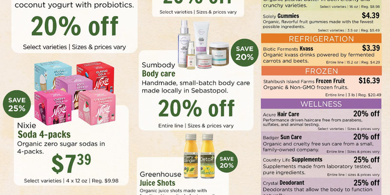 Good Earth Natural Foods Fairfax, CA Monthly Specials