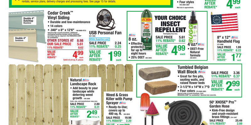 Menards 11% Rebate* Sale
